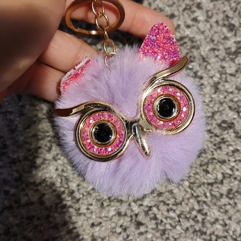 Owl Keychain with Gold Accents